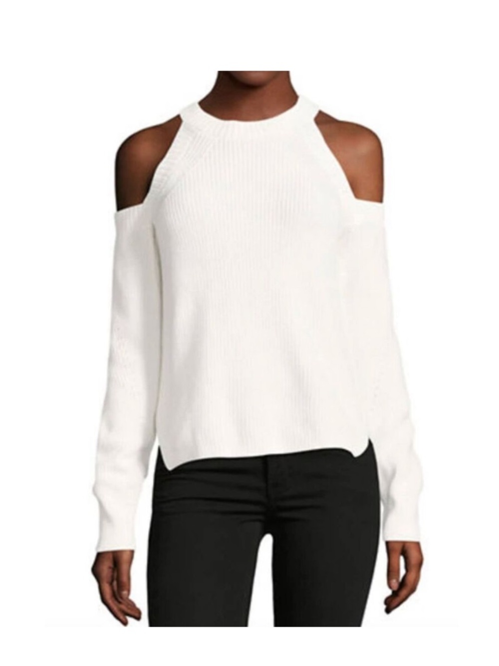 rag & bone Cream Cold-Shoulder Ribbed Sweater